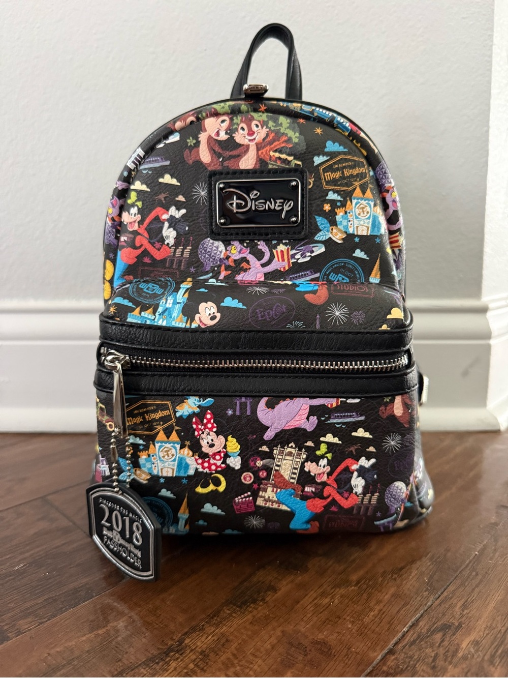 Walt Disney World Loungefly 2018 Passholder Black Mini Backpack